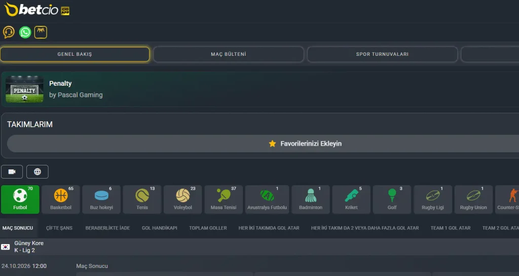 Abschnitt zu Sportwetten auf einer Webseite von Betcio